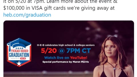H-E-B Maren Morris Graduation Celebration Twitter Update